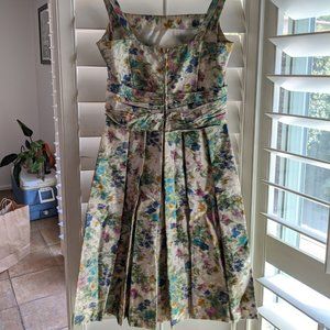 Feldpausch Vintage Floral Pleated Cocktail Dress